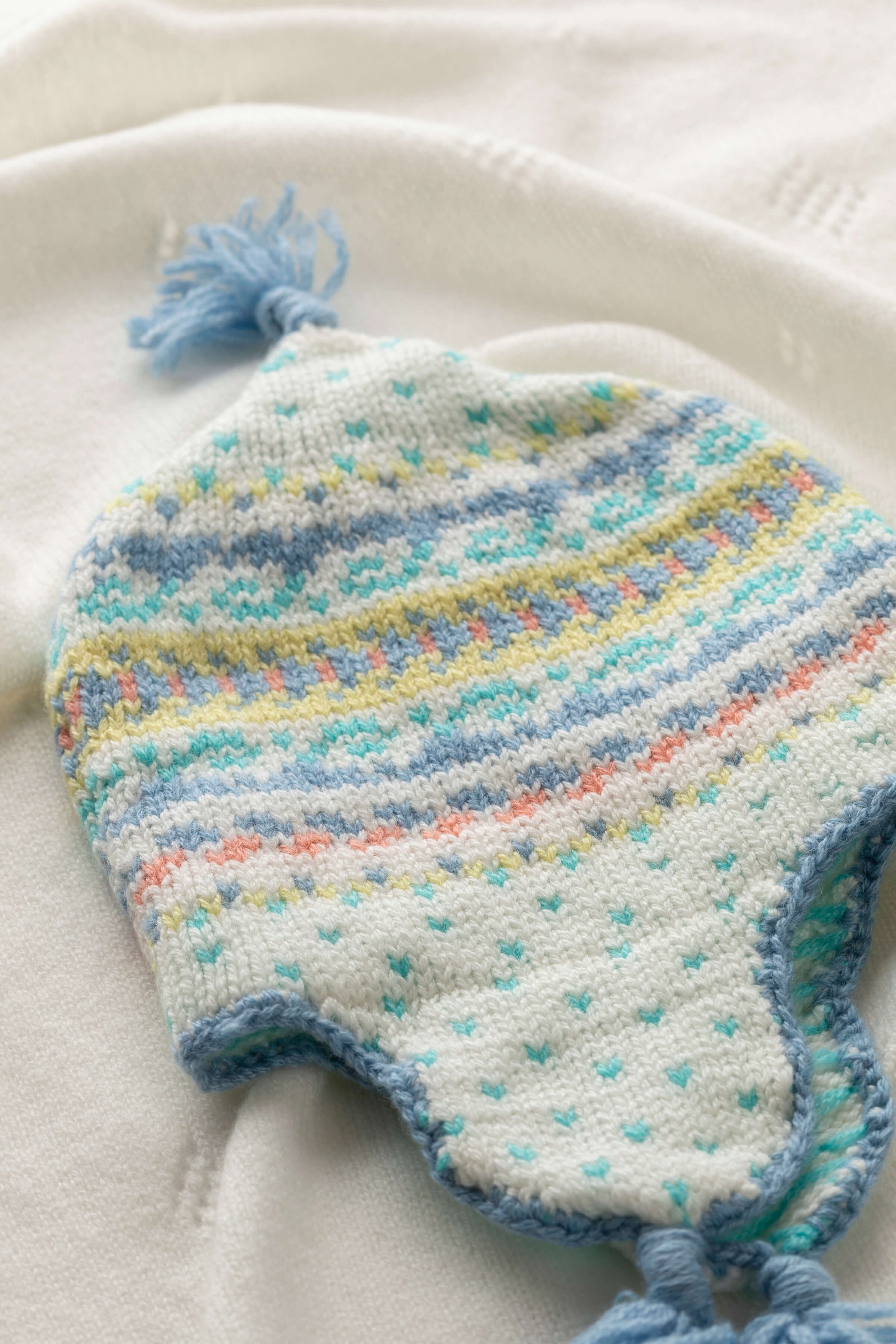 Johnstons of Elgin - Blue Cashmere Fairisle Baby Hat