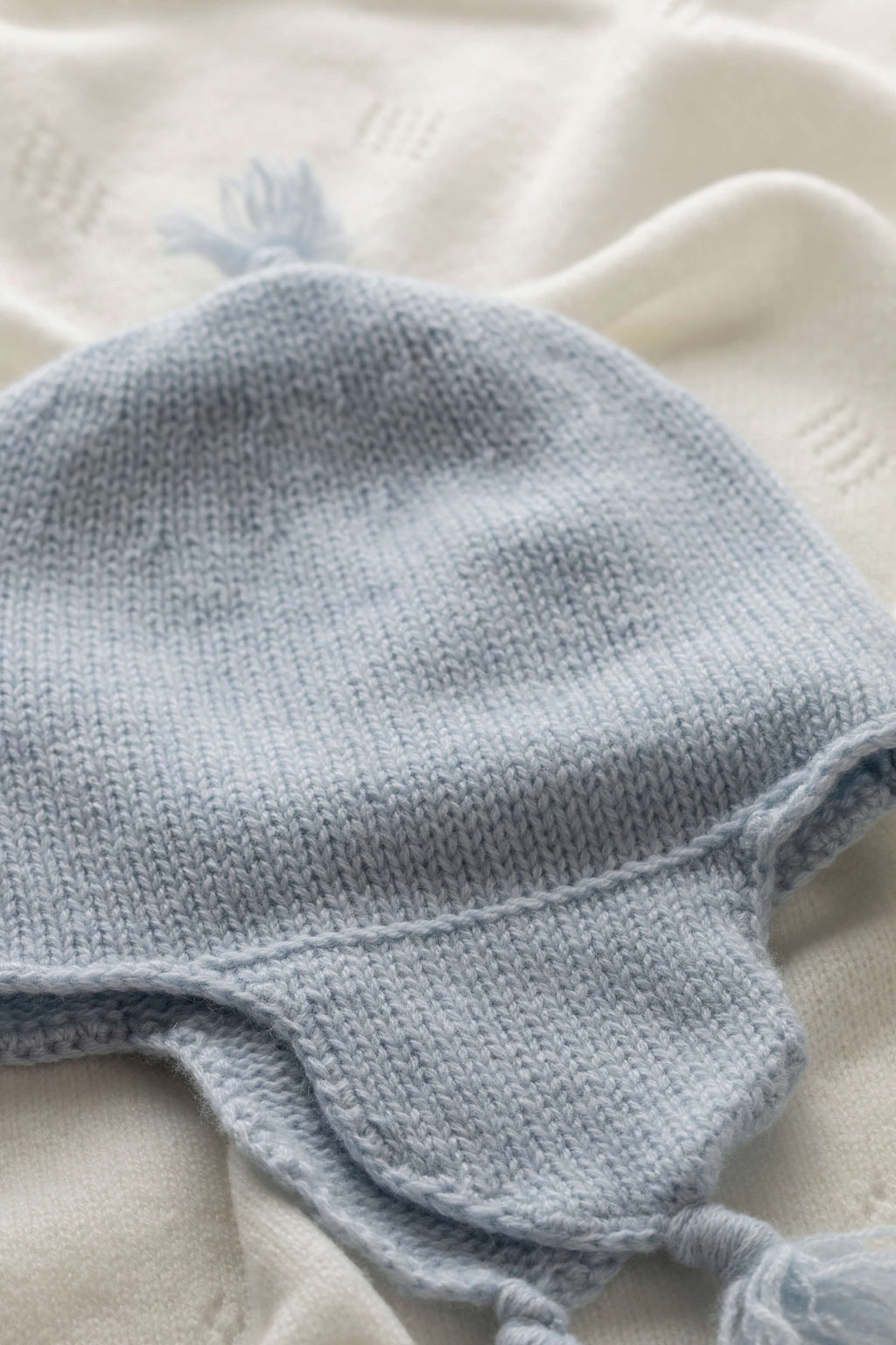 Johnstons of Elgin - Blue Cashmere Baby Hat with Tassel