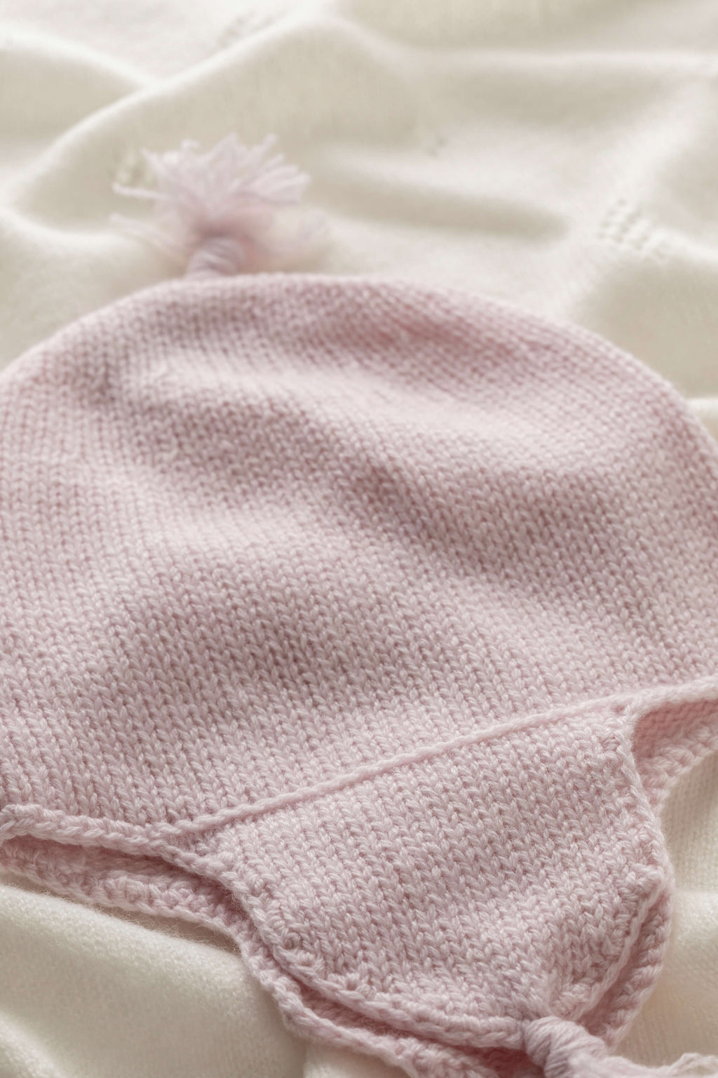 Johnstons of Elgin - Pink Cashmere Baby Hat with Tassel