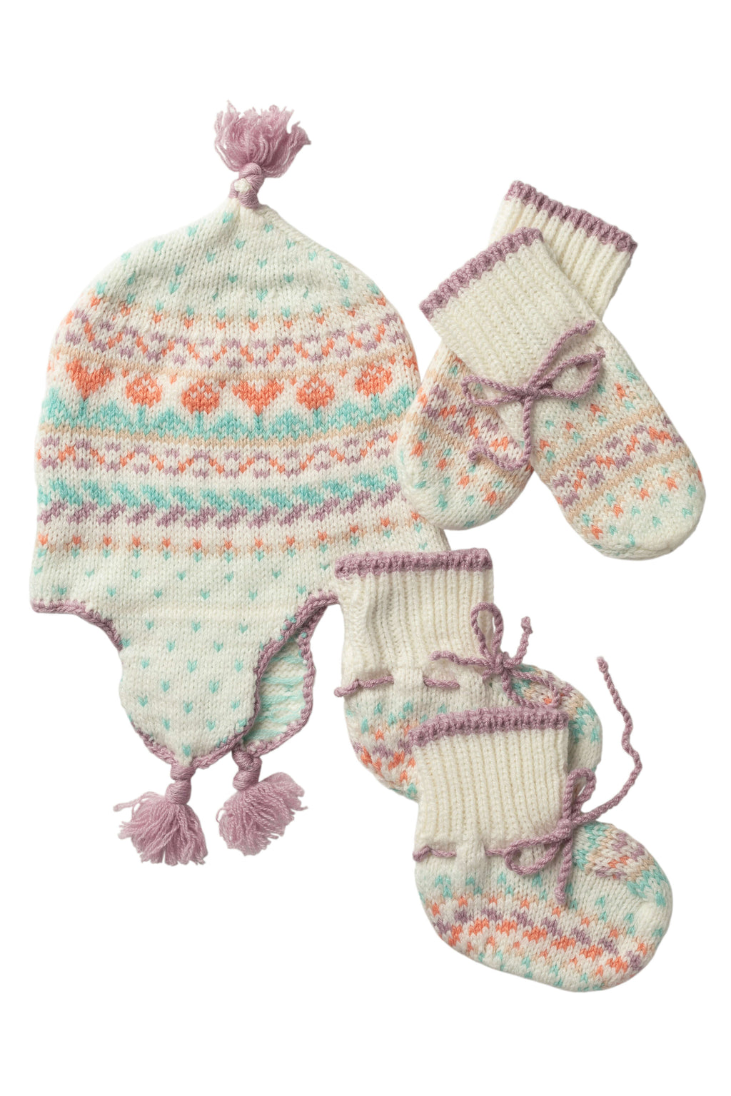 Johnstons of Elgin - Baby's Pink Fairisle Accessories Gift Set