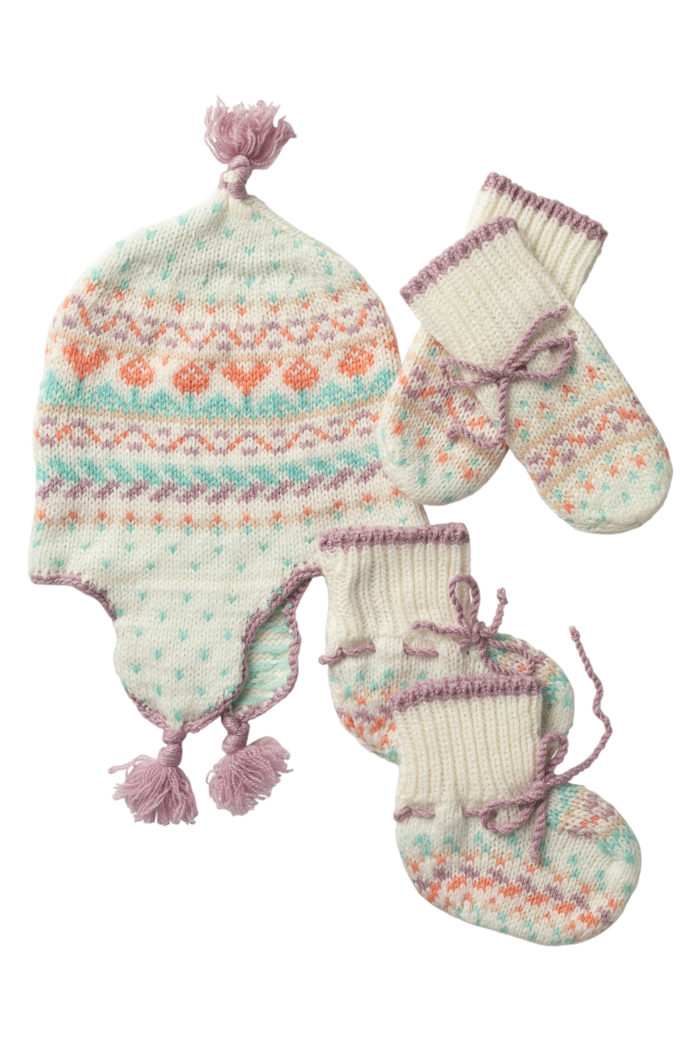Johnstons of Elgin - Baby's Pink Fairisle Accessories Gift Set