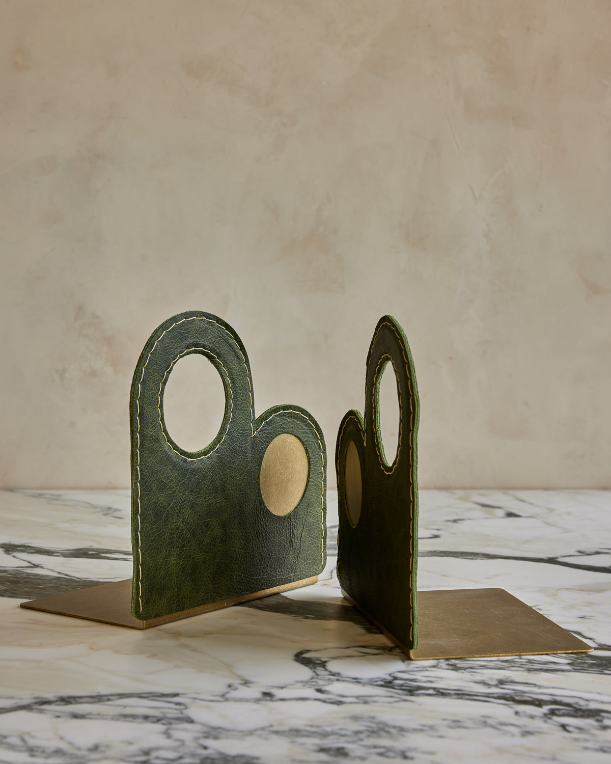 Lostine - Agatha Brass and Leather Bookends