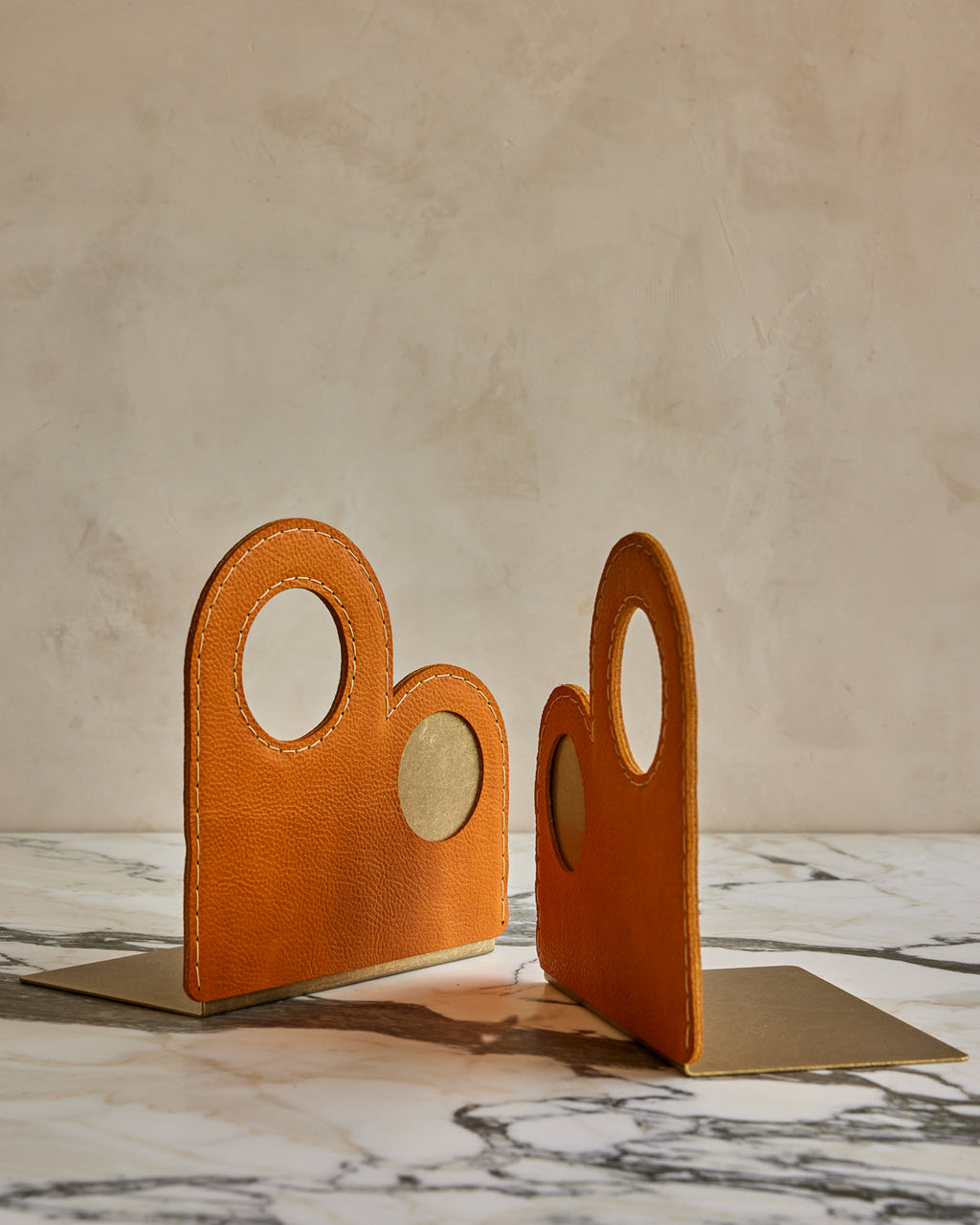 Lostine - Agatha Brass and Leather Bookends