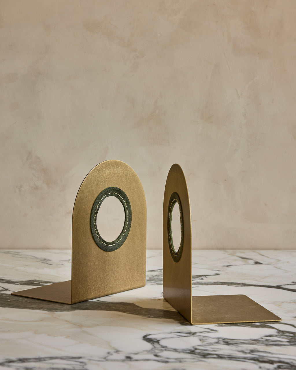 Lostine - Spencer Brass and Leather Bookends
