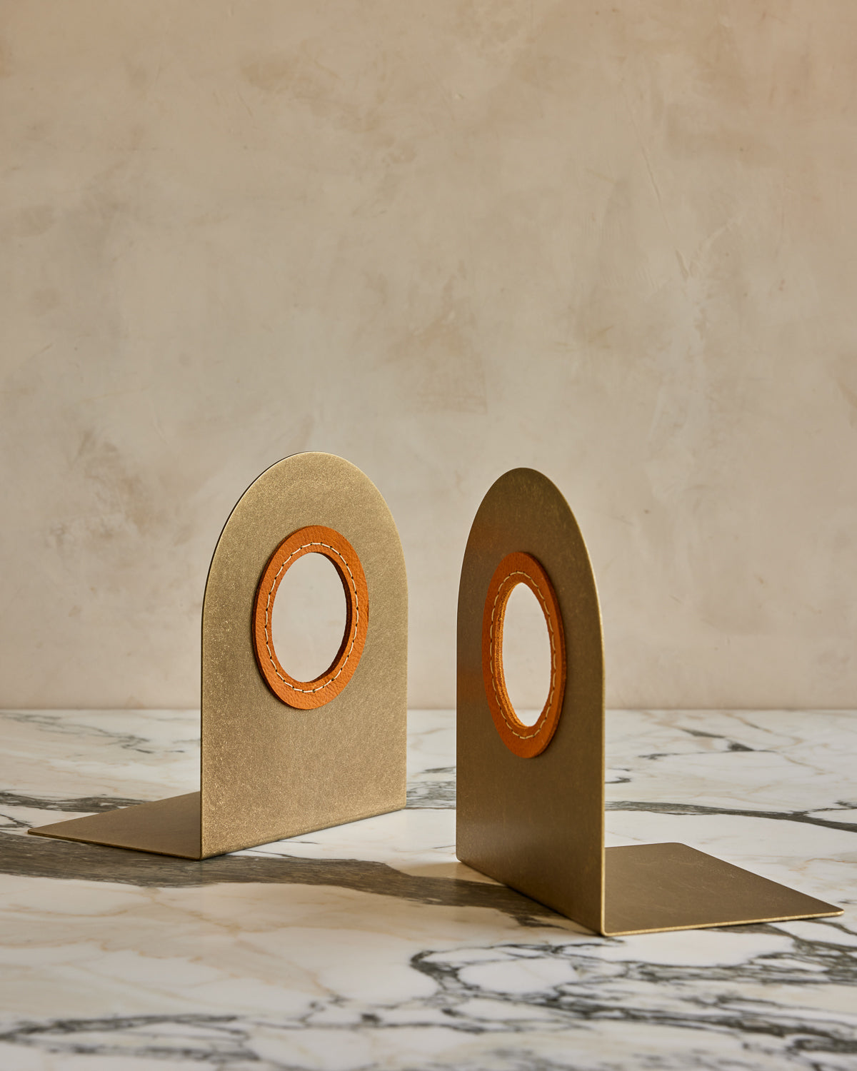 Lostine - Spencer Brass and Leather Bookends