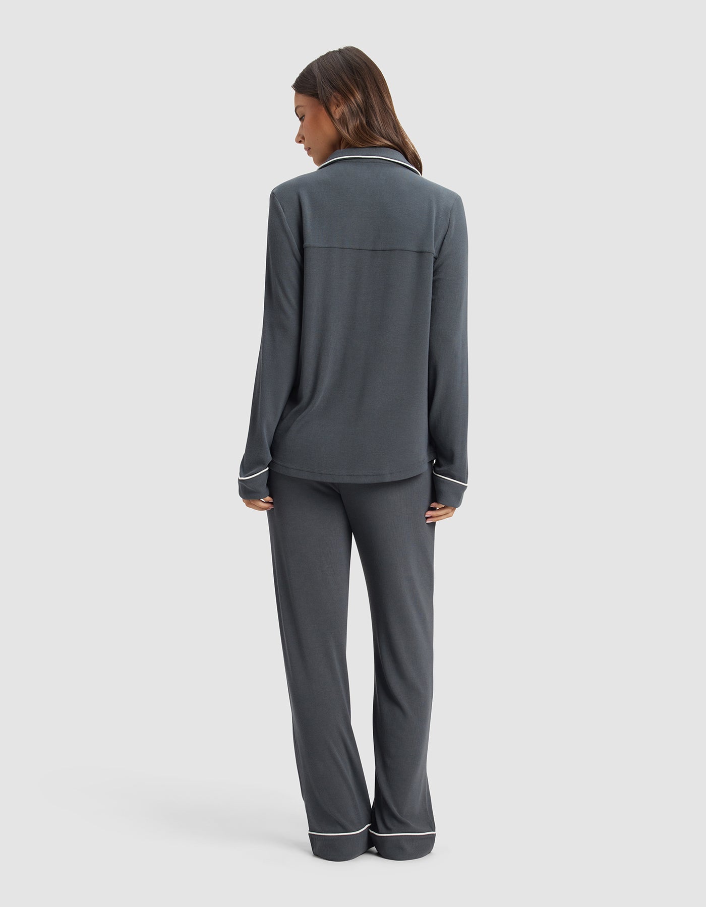 Cozy Earth - Women's Bamboo Rib - Knit Classic Long Sleeve Pajama Set