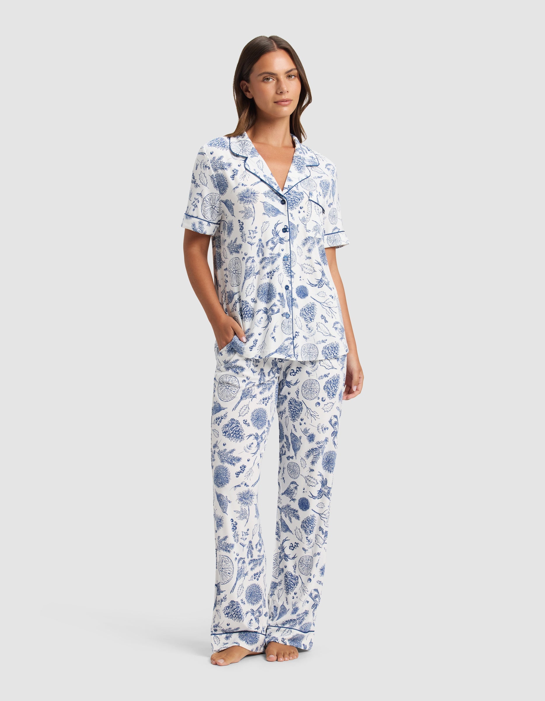 Cozy Earth - Women's Bamboo Stretch - Knit Short Sleeve & Pant Pajama Set - Last Chance