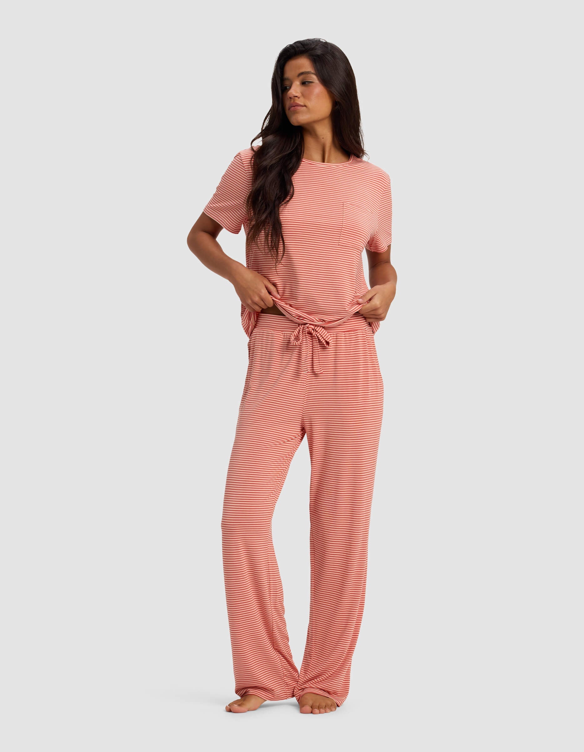 Cozy Earth - Women's Bamboo Stretch - Knit Lounge Tee & Pants Set