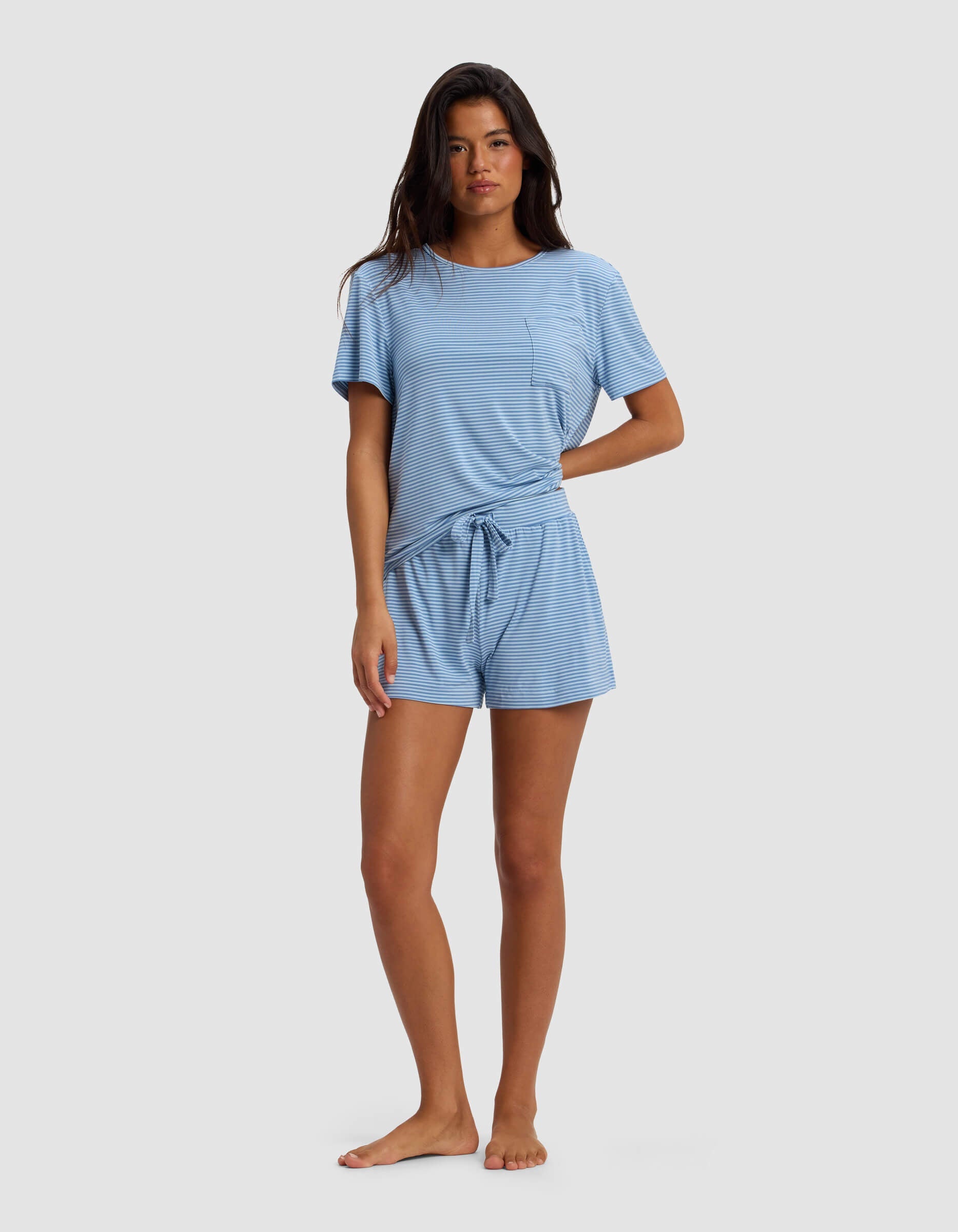 Cozy Earth - Women's Bamboo Stretch - Knit Lounge Tee & Shorts Set