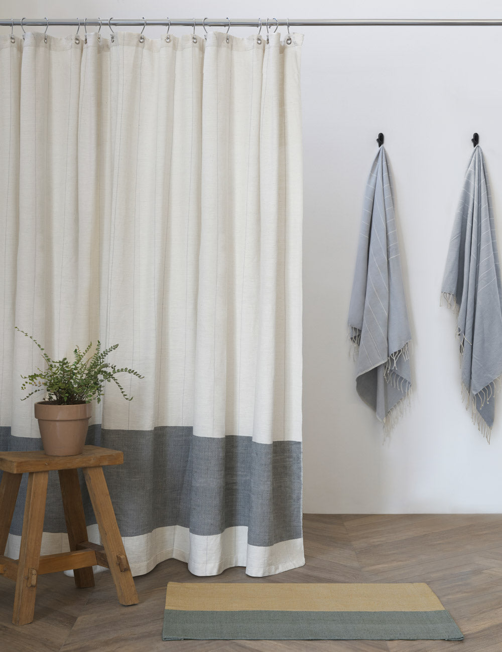 Lulu and Georgia - Karo Shower Curtain by Bolé Road Textiles
