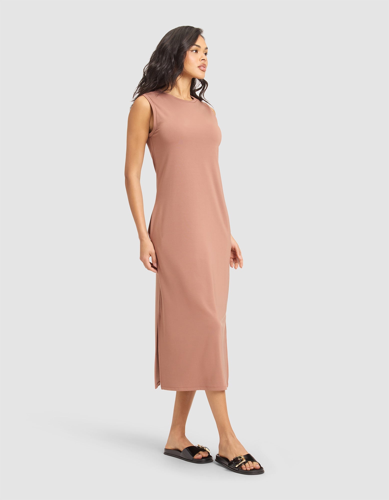 Cozy Earth - Women's Brushed Bamboo Sleeveless Midi Dress - Last Chance