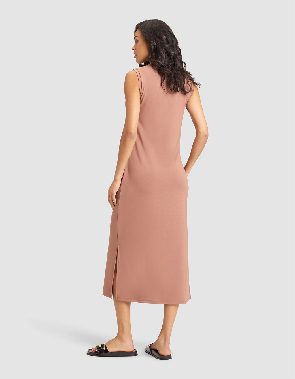 Cozy Earth - Women's Brushed Bamboo Sleeveless Midi Dress