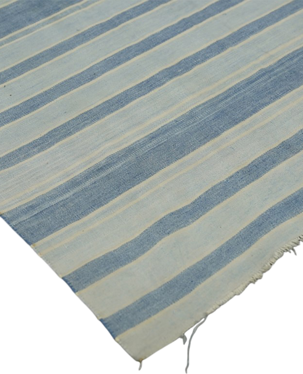 Olive Ateliers - Dhurrie Rug - Blue and Gray Stripes