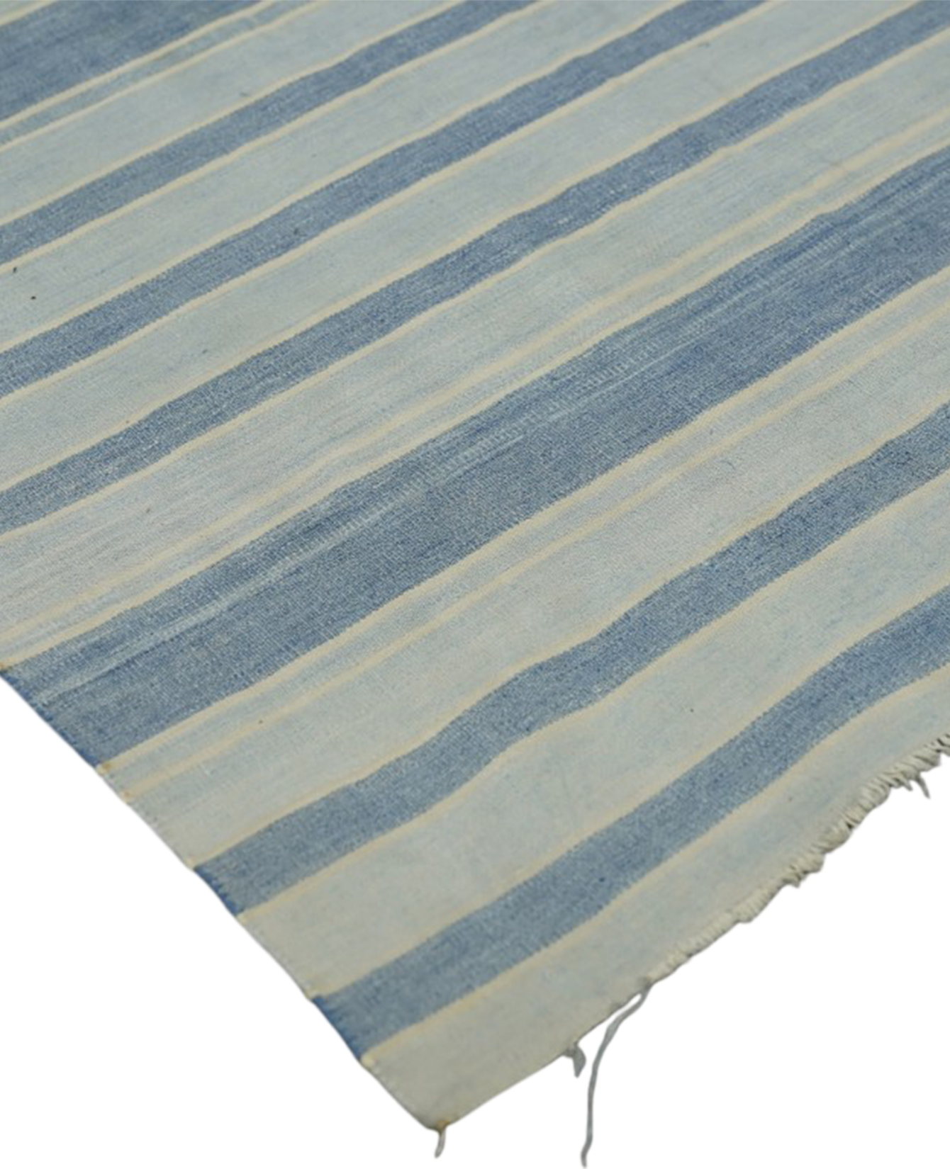 Olive Ateliers - Dhurrie Rug - Blue and Gray Stripes