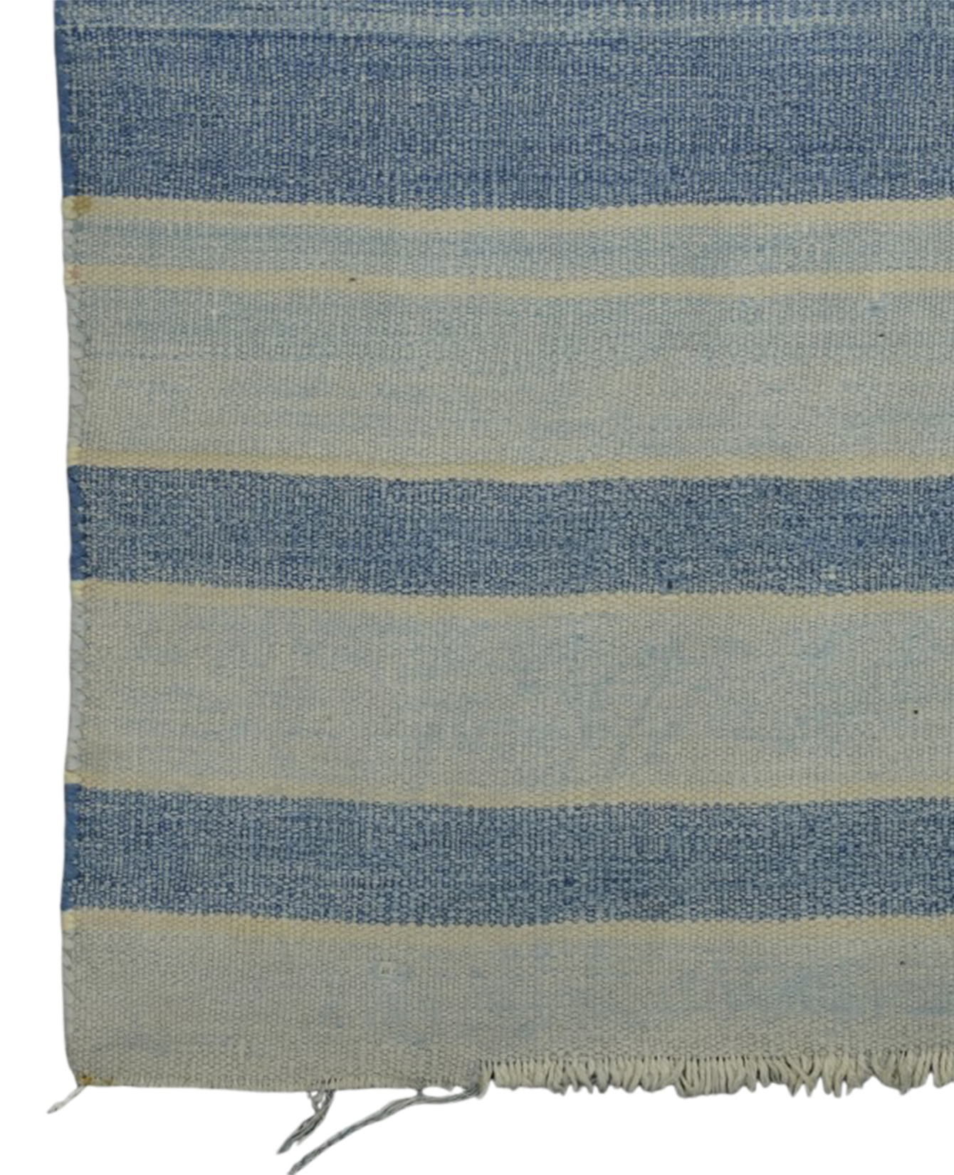 Olive Ateliers - Dhurrie Rug - Blue and Gray Stripes