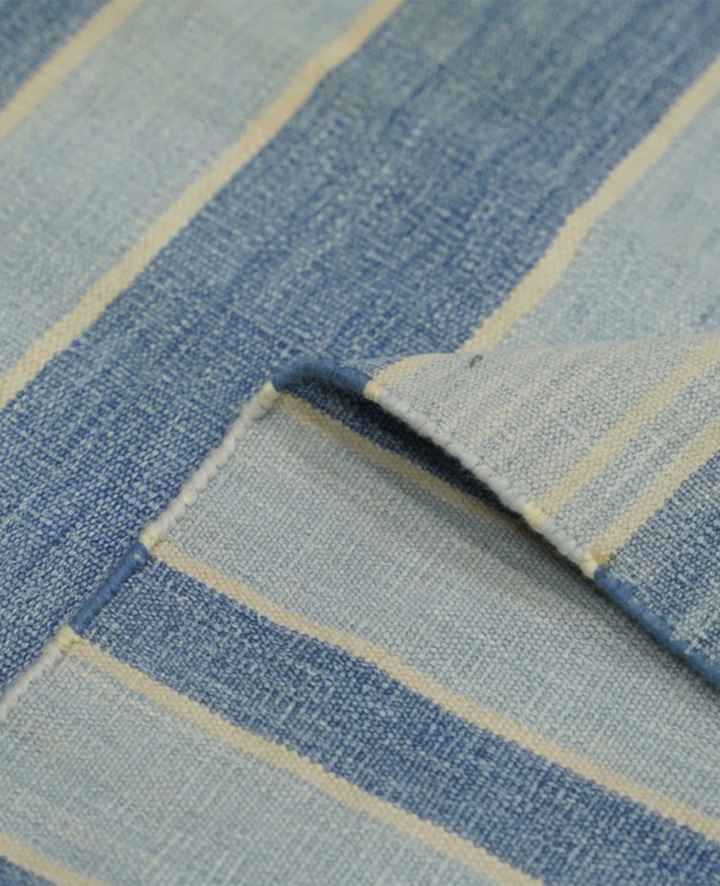 Olive Ateliers - Dhurrie Rug - Blue and Gray Stripes