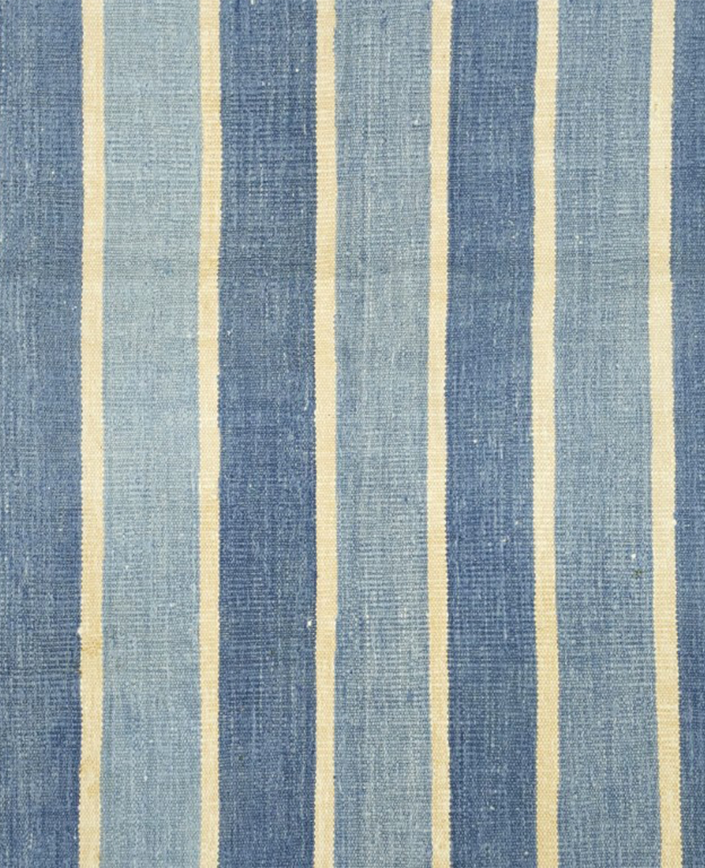 Olive Ateliers - Dhurrie Rug - Blue Stripes and Yellow Accents