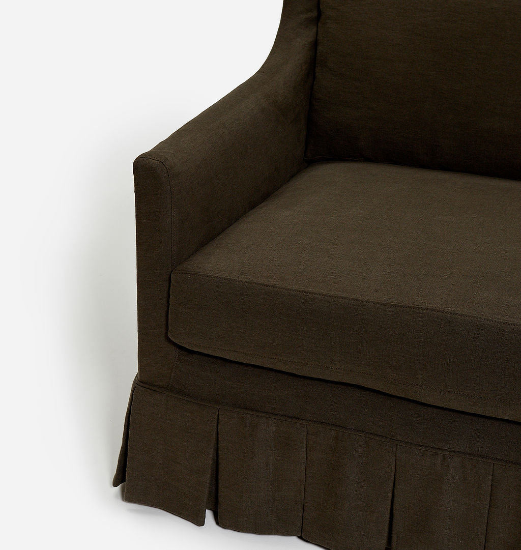 Amber Interiors - Carpenter Skirted Slipcovered Sofa