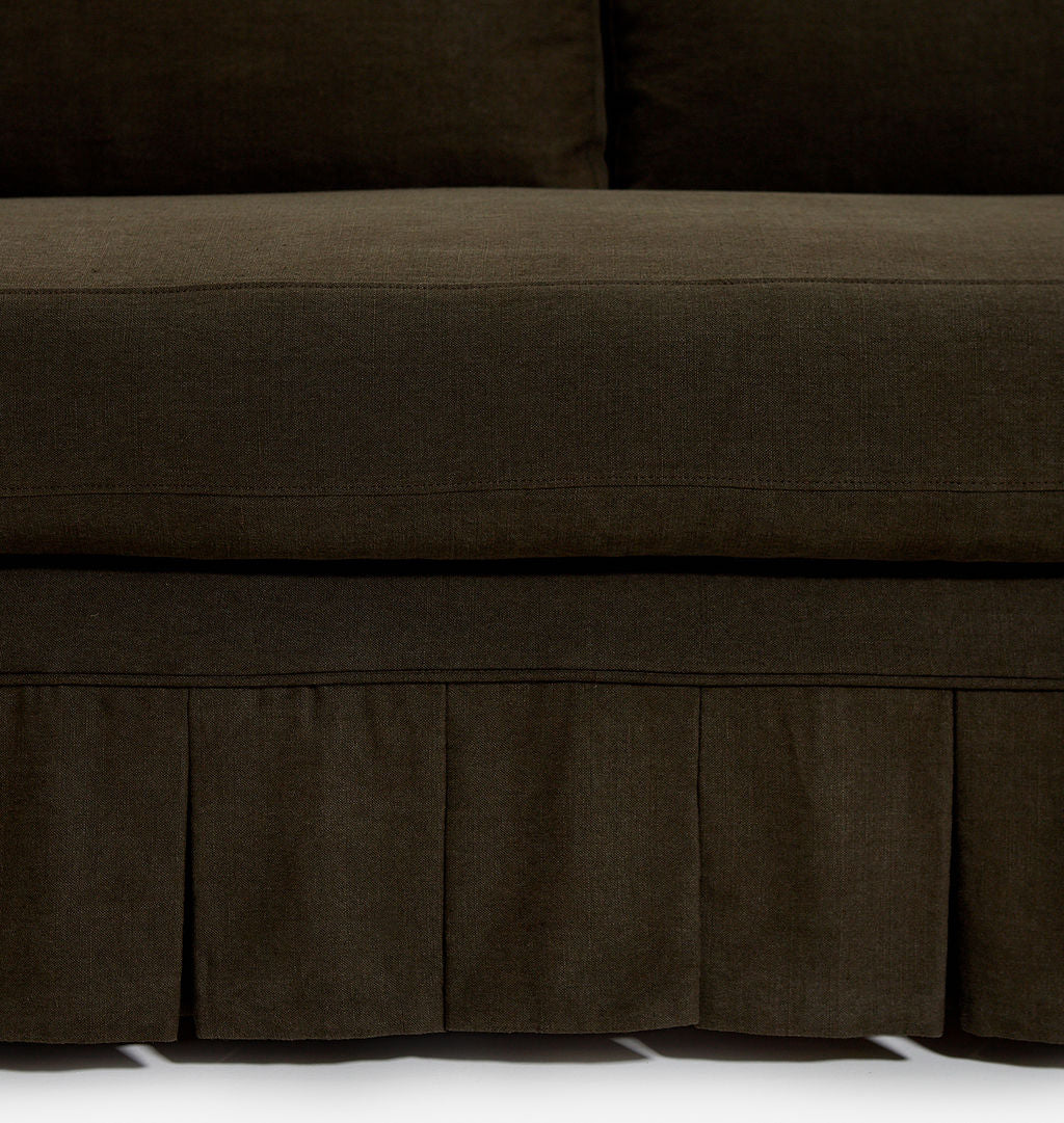 Amber Interiors - Carpenter Skirted Slipcovered Sofa
