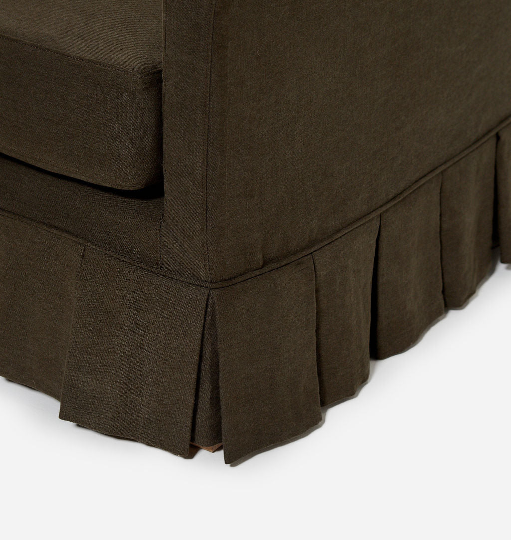 Amber Interiors - Carpenter Skirted Slipcovered Sofa