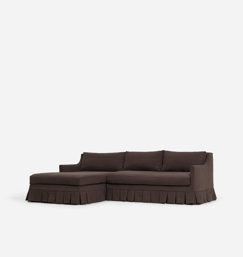 Amber Interiors - Carpenter Skirted Slipcovered Chaise Sectional