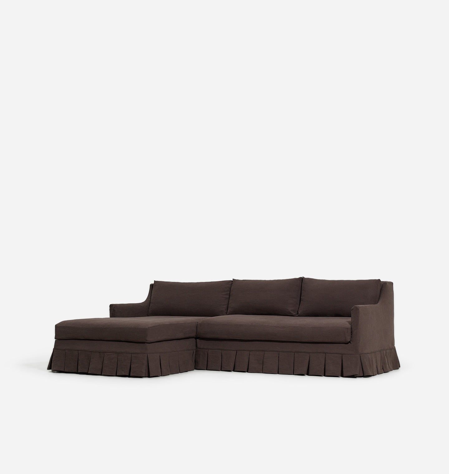 Amber Interiors - Carpenter Skirted Slipcovered Chaise Sectional