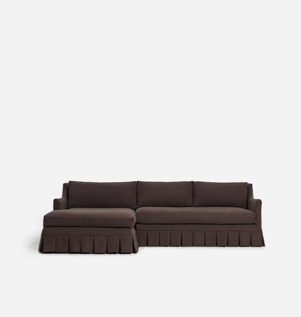 Amber Interiors - Carpenter Skirted Slipcovered Chaise Sectional