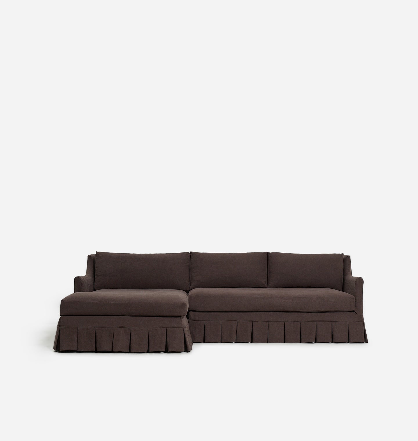 Amber Interiors - Carpenter Skirted Slipcovered Chaise Sectional