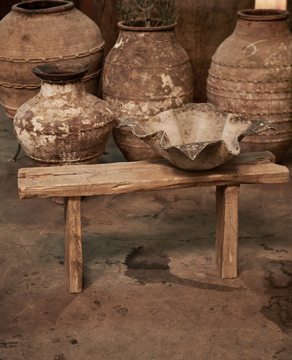 Olive Ateliers - Chunky Elm Bench - Antique Finish
