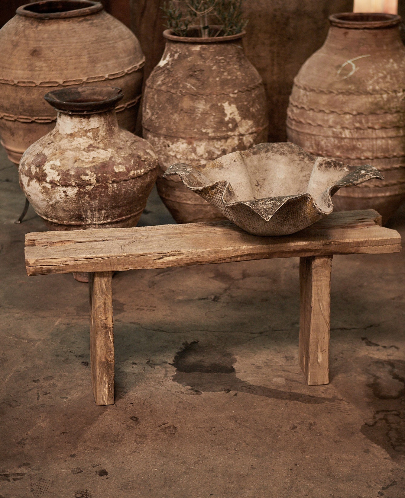 Olive Ateliers - Chunky Elm Bench - Antique Finish