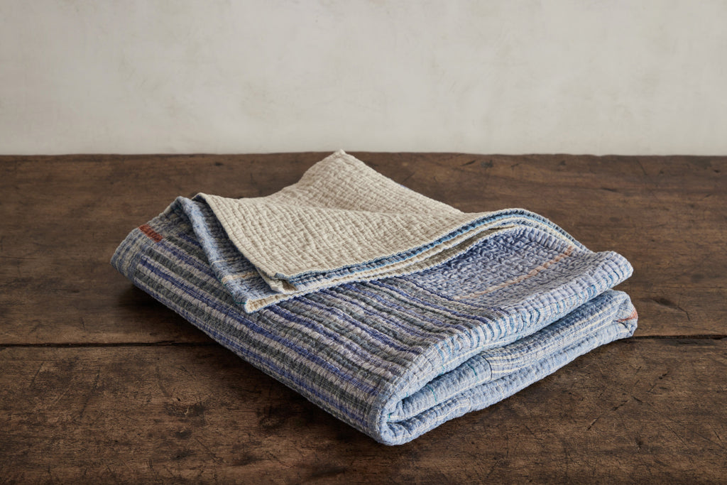 Nicky Kehoe - Blues Patchwork Khadi Throw