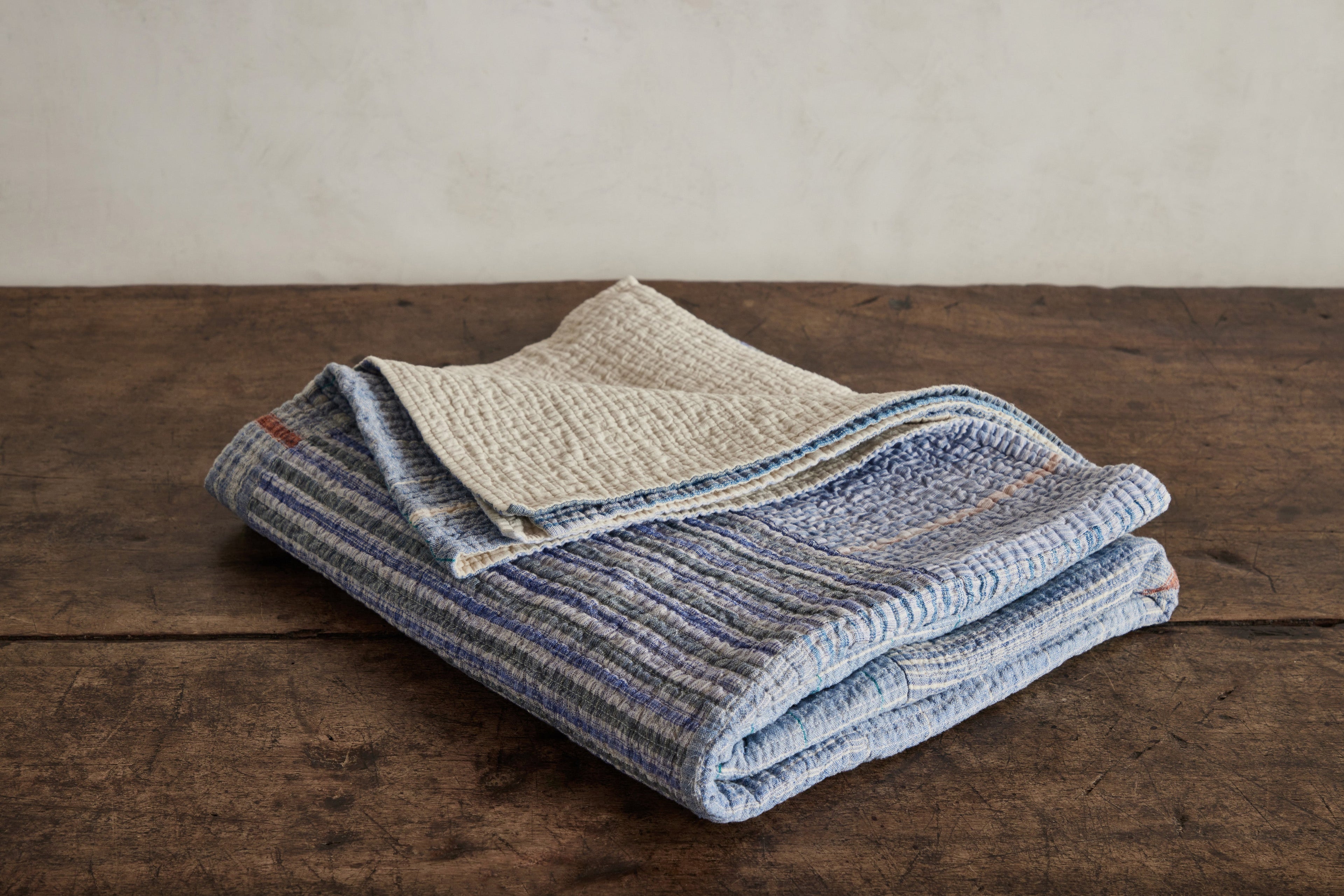 Nicky Kehoe - Blues Patchwork Khadi Throw