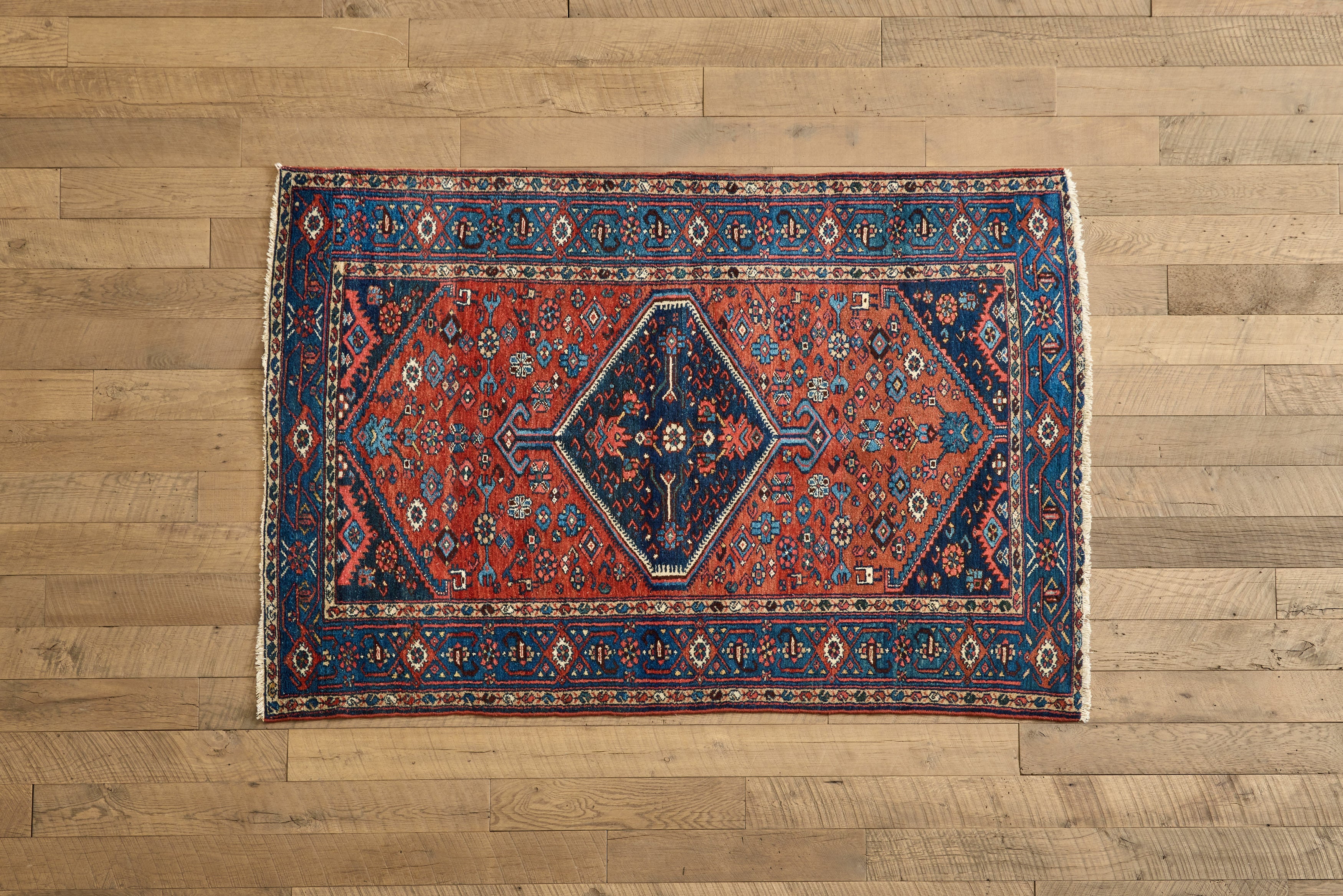 Nicky Kehoe - VTG BLUE MEDALLION MALAYER RUG 4'6 X 6'7