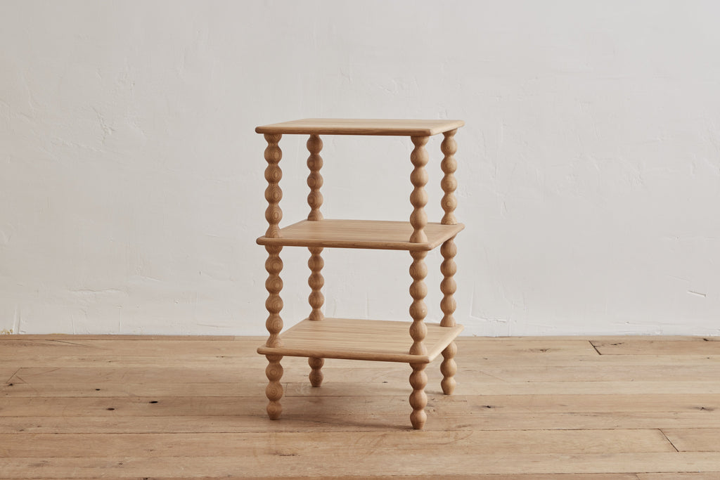Nicky Kehoe - Alfred Newall 3 - Tier Bobbin Side Table in Natural Oak