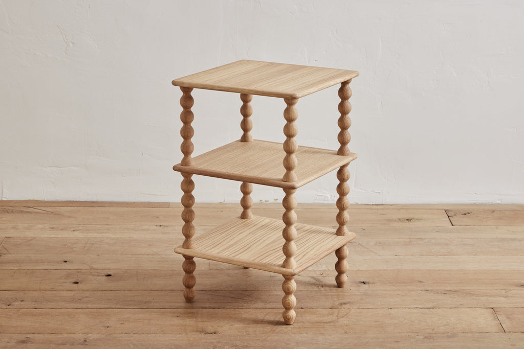 Nicky Kehoe - Alfred Newall 3 - Tier Bobbin Side Table in Natural Oak