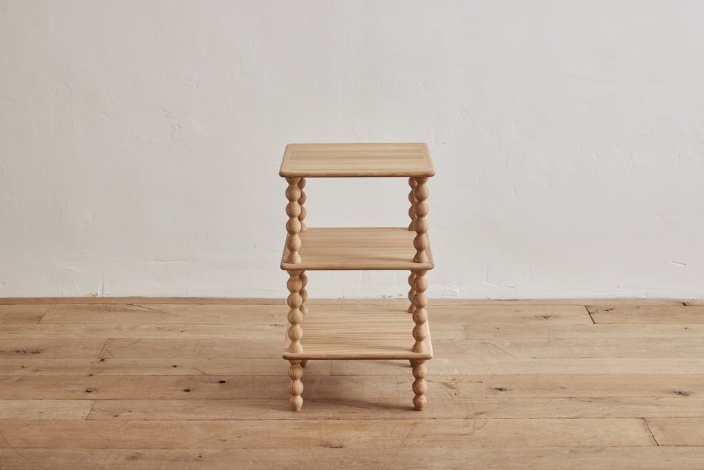 Nicky Kehoe - Alfred Newall 3 - Tier Bobbin Side Table in Natural Oak