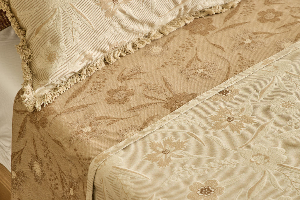 Nicky Kehoe - Aster Jacquard Coverlet with Fringe in Sable
