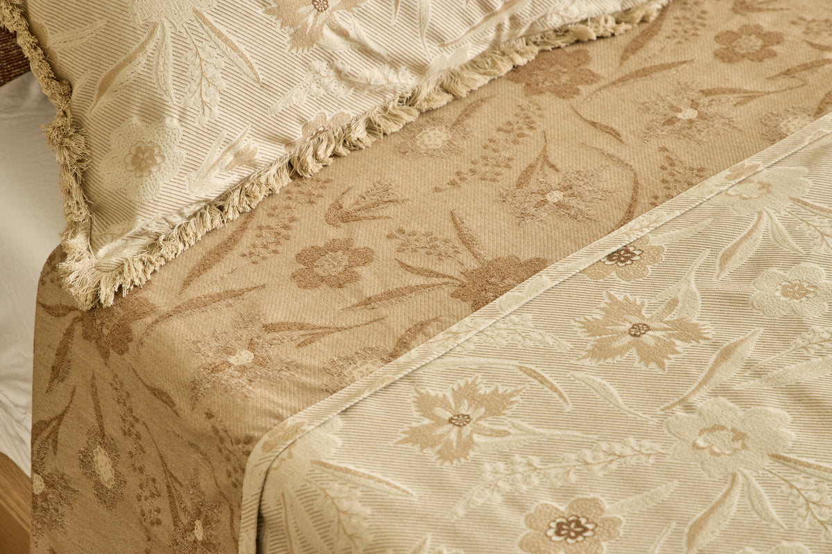 Nicky Kehoe - Aster Jacquard Coverlet with Fringe in Sable