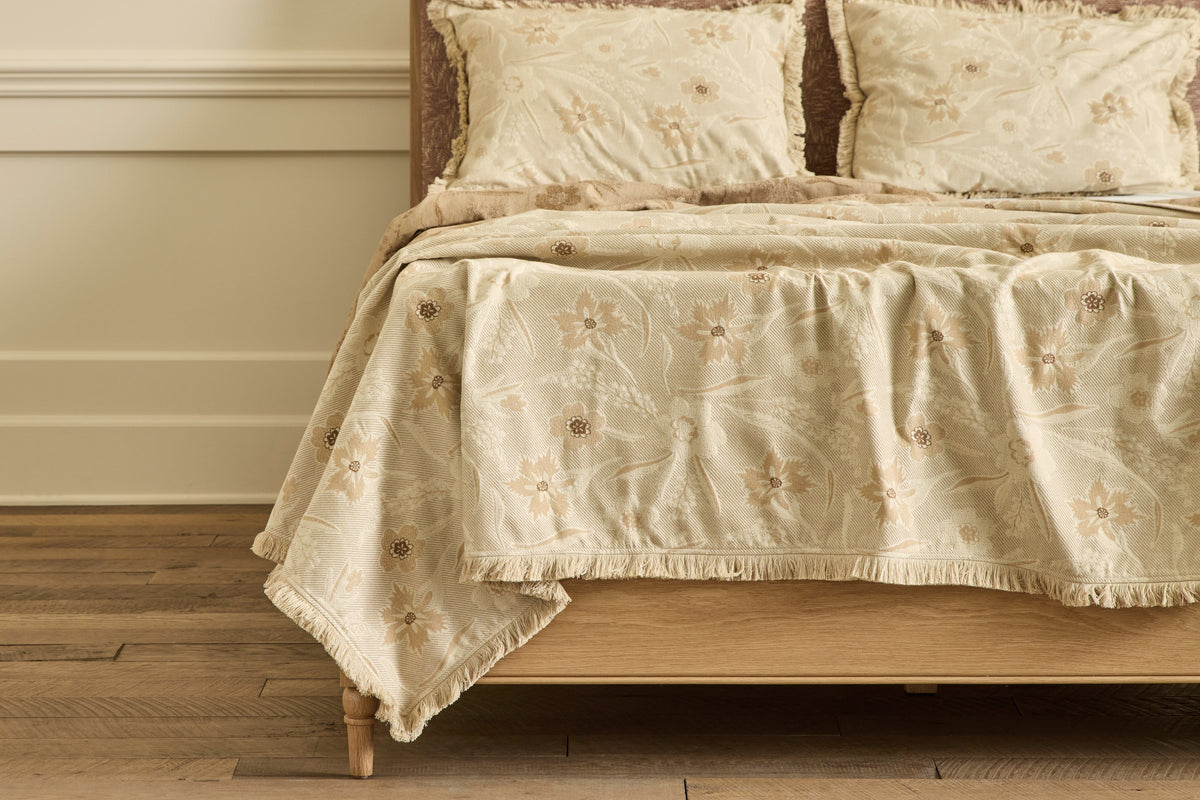 Nicky Kehoe - Aster Jacquard Coverlet with Fringe in Sable