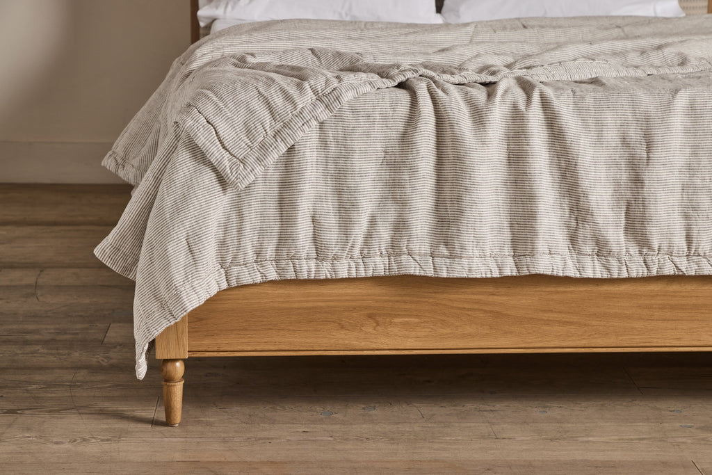 Nicky Kehoe - Ticking Stripe Coverlet in Fog (Multiple Sizes)