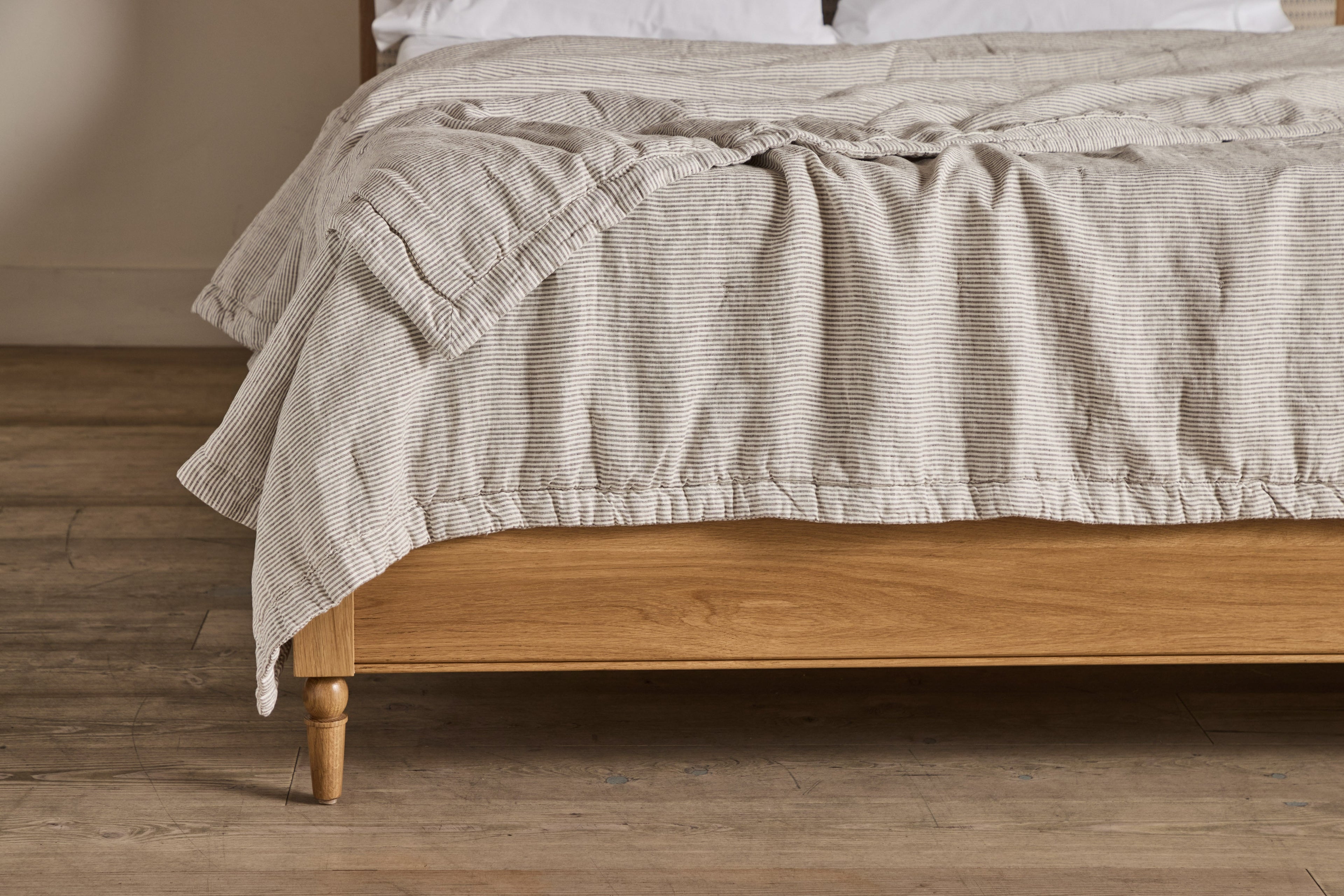 Nicky Kehoe - Ticking Stripe Coverlet in Fog (Multiple Sizes)
