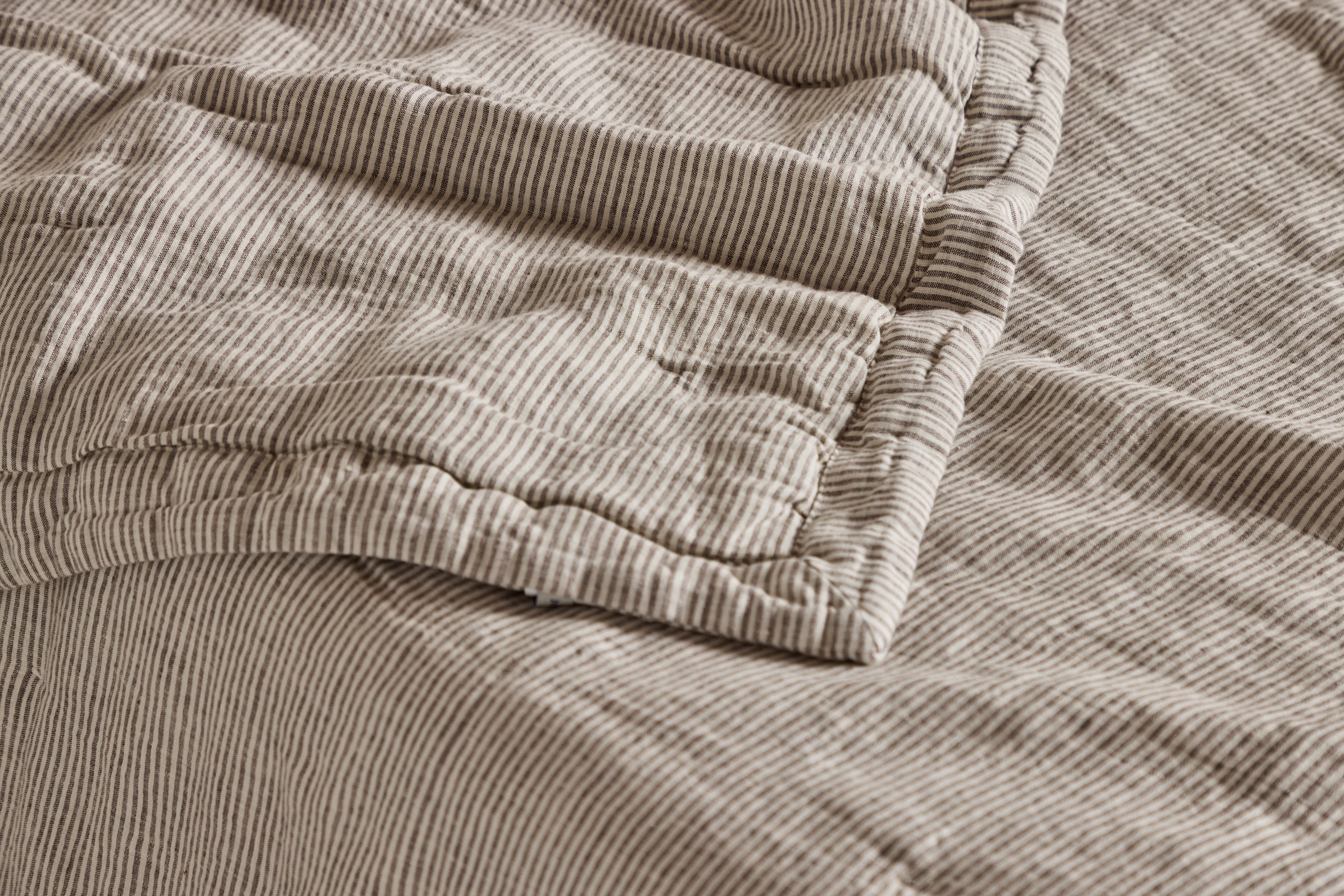 Nicky Kehoe - Ticking Stripe Coverlet in Fog (Multiple Sizes)