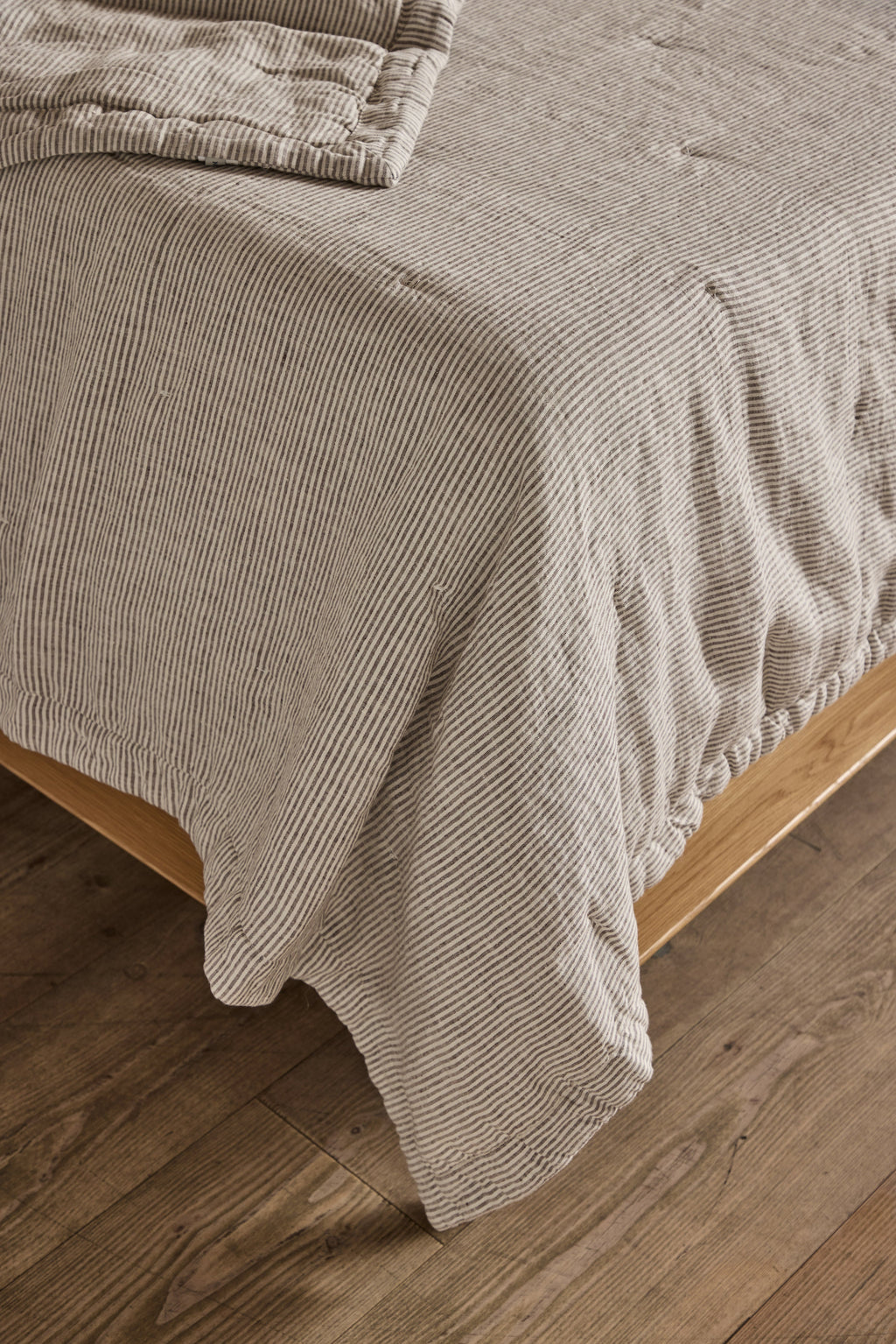 Nicky Kehoe - Ticking Stripe Coverlet in Fog (Multiple Sizes)