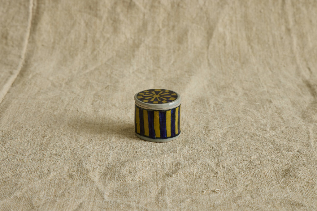 Nicky Kehoe - Ceramic Box, Blue & Yellow Stripe