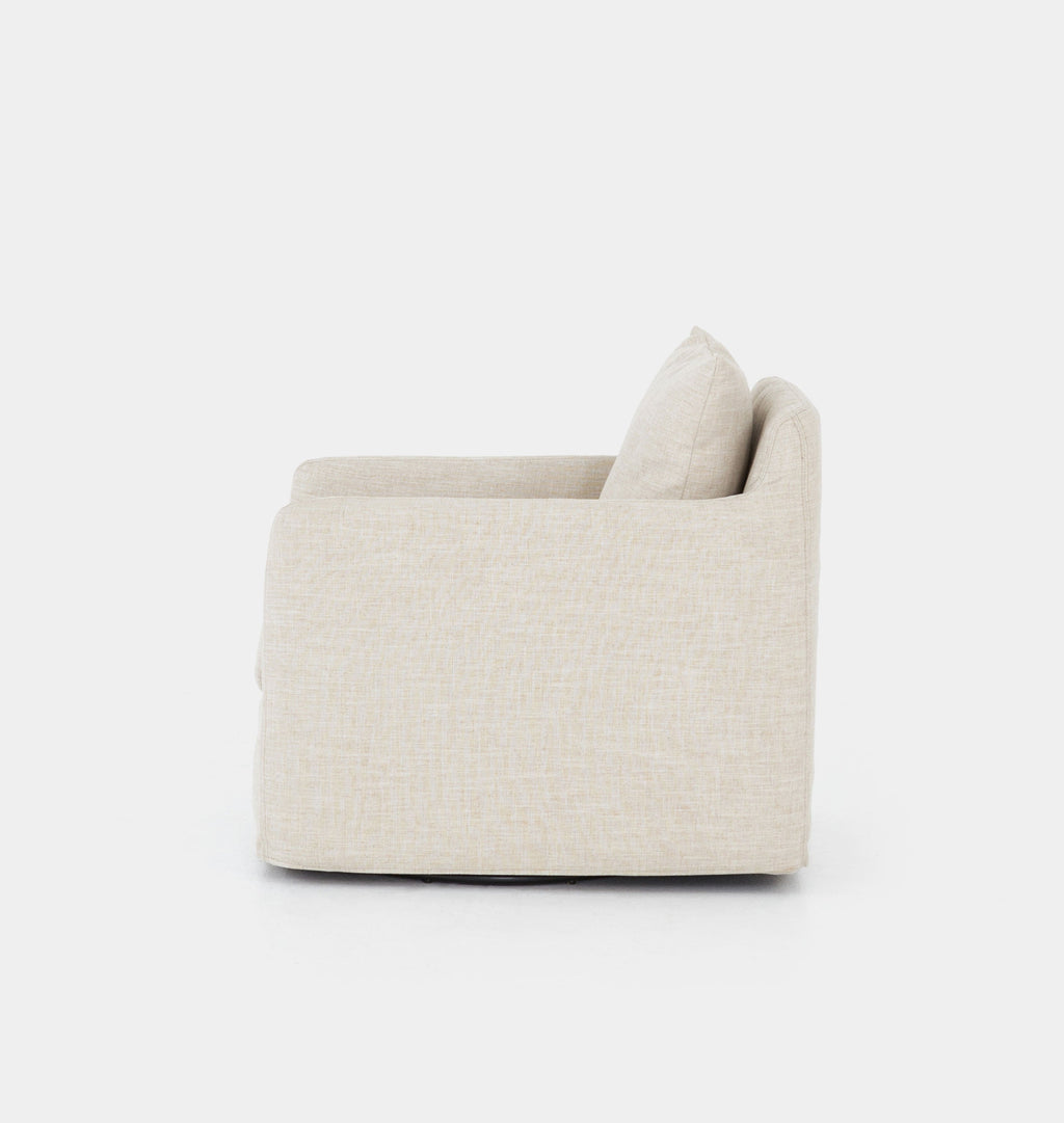 Amber Interiors - Douglas Slipcovered Swivel Chair