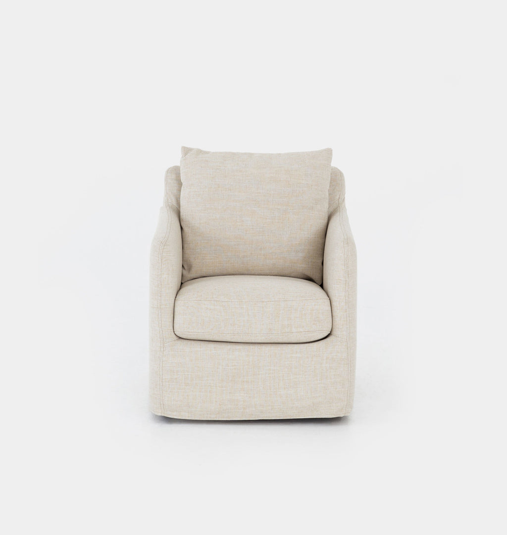 Amber Interiors - Douglas Slipcovered Swivel Chair