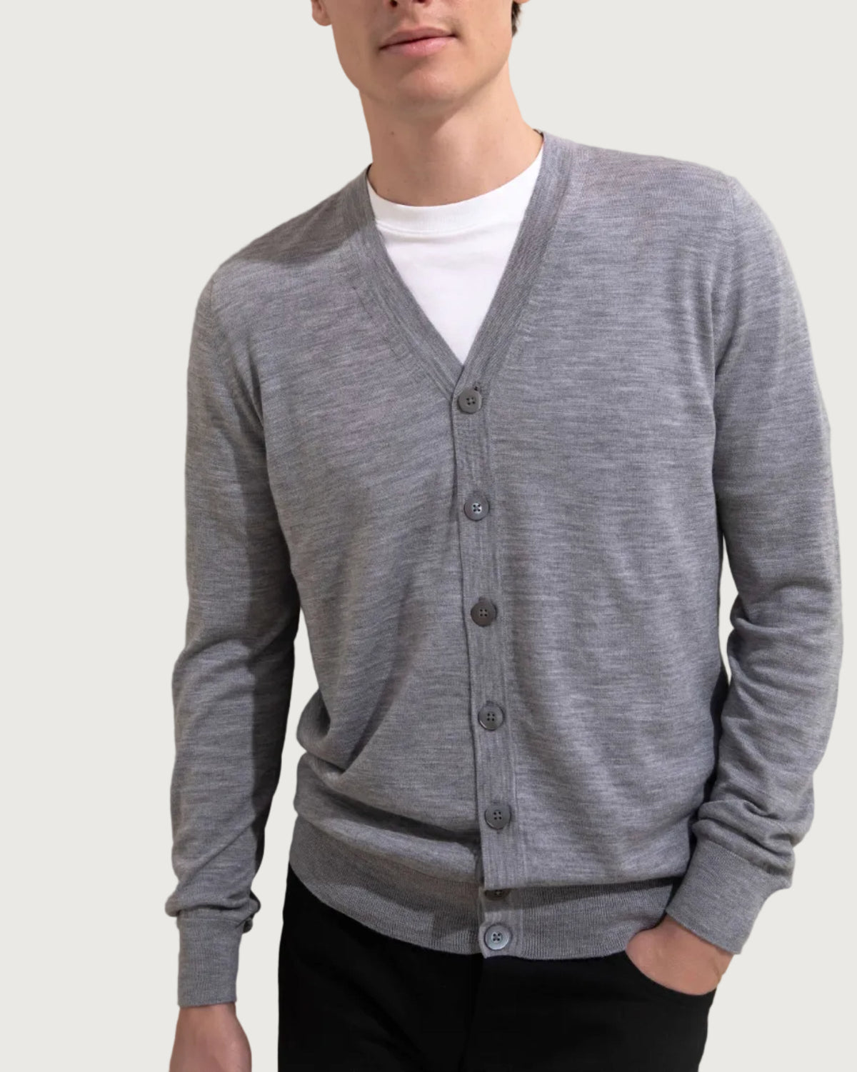 Johnstons of Elgin - Grey Superfine Merino Wool Cardigan