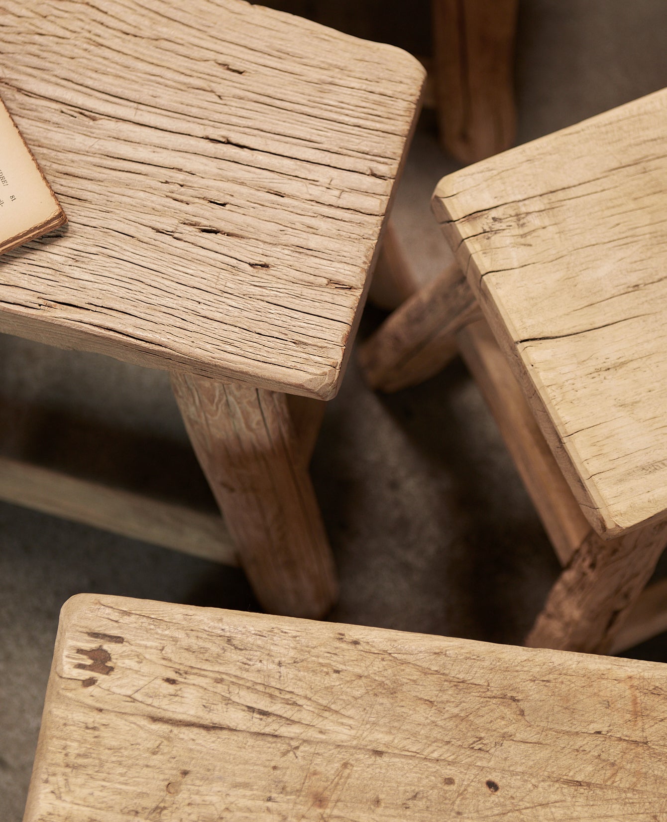 Olive Ateliers - Elm Wood Stool - Bleached