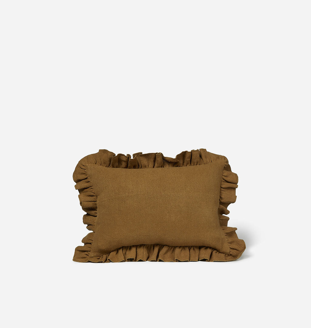 Amber Interiors - Anika Ruffle Lumbar Pillow 14" x 20"