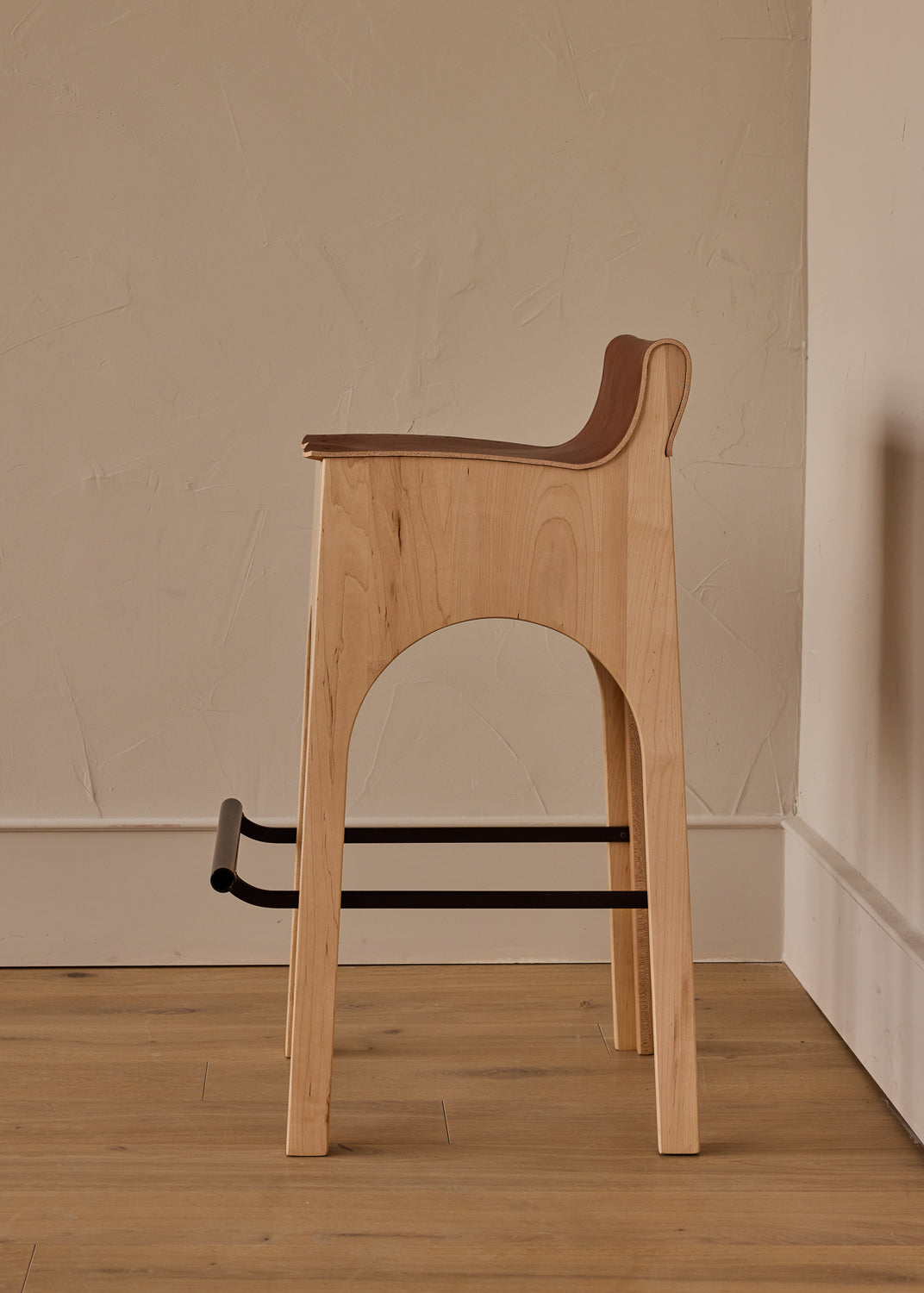 Lostine - Jack Leather and Wood Stool - Tan